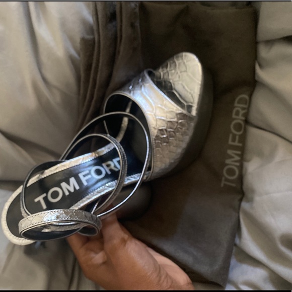 LAMINATED STAMPED PYTHON LEATHER DISCO PLATFORM SANDAL 140 MM SIZE 42 - Picture 3 of 6